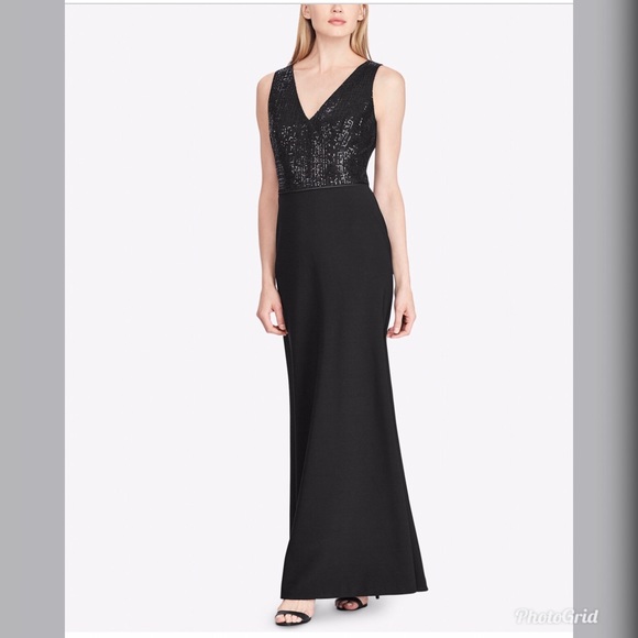 NWT Ralph Lauren Women’s Sequins Jersey Gown Dress - Picture 1 of 5